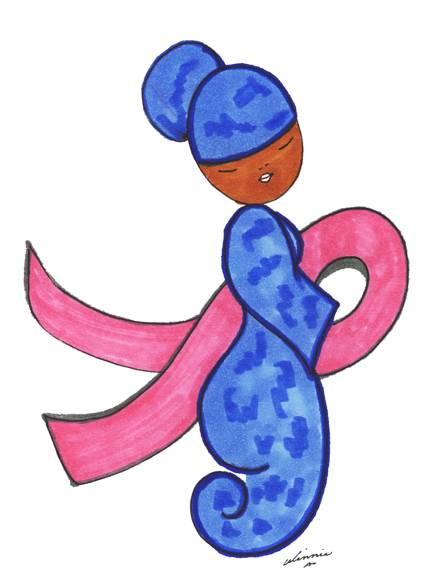 Pink Ribbon Blue