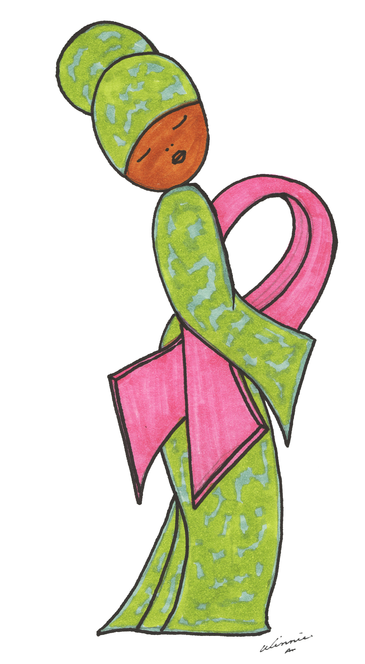 Pink Ribbon Green