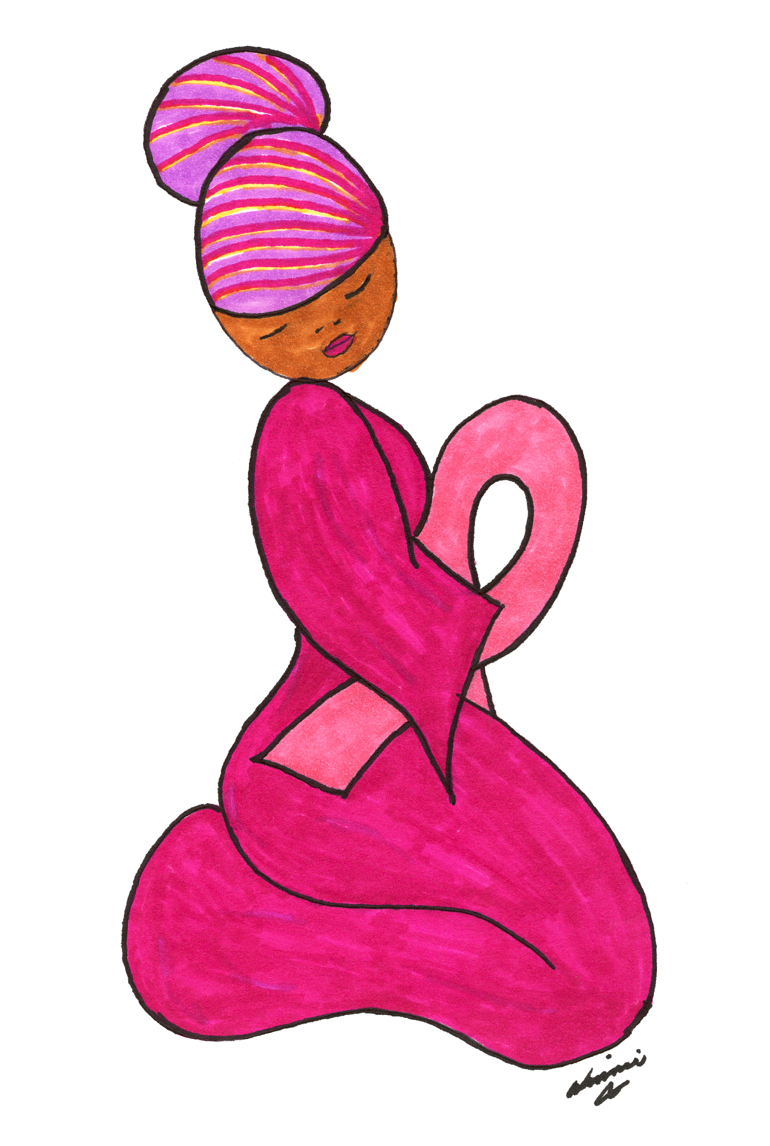 Pink Ribbon Seated