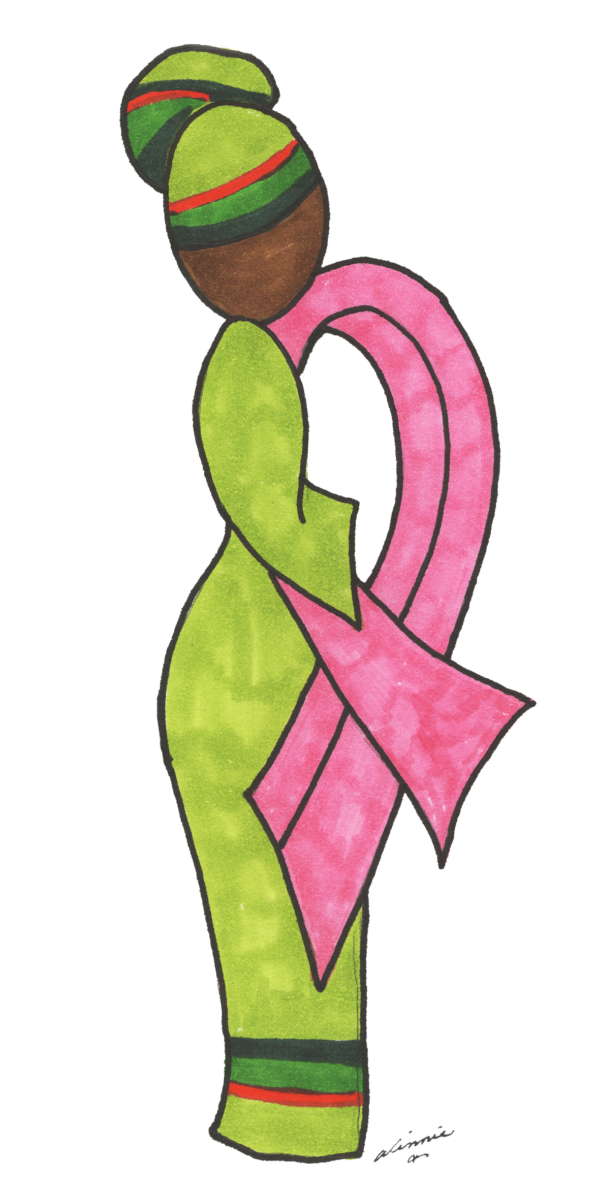 Pink Ribbon Red, Black, Green